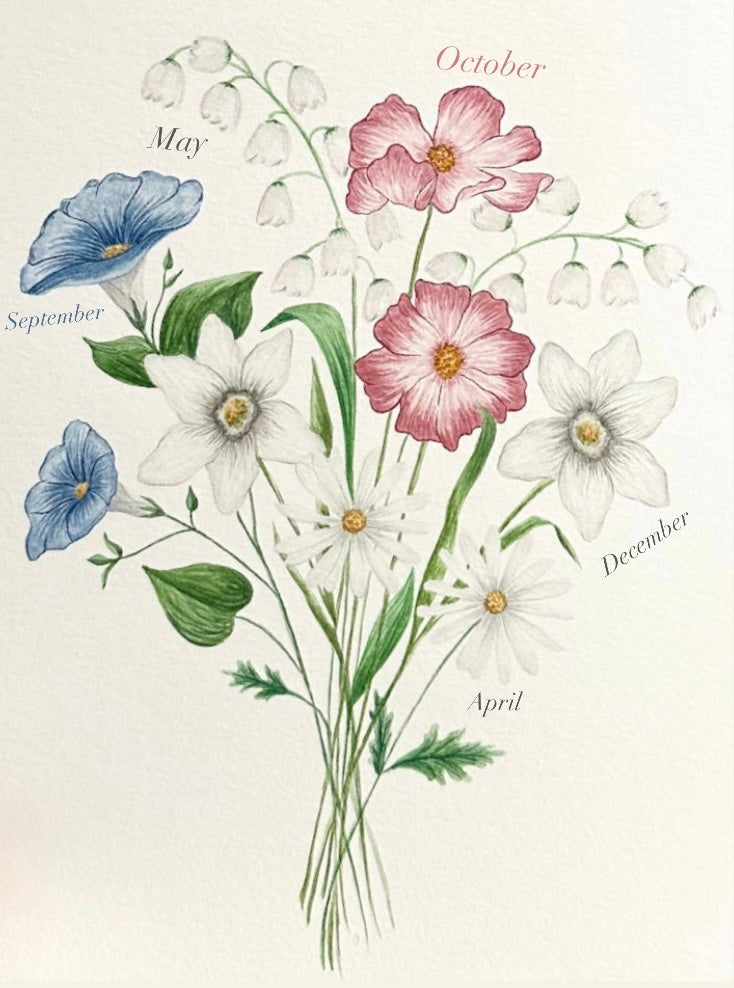 Custom Watercolor Birth Flower Bouquet